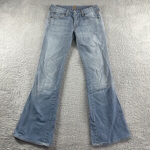 7 For All Mankind Flare Jeans Womens 24x27 Y2K Jerome Dahan A Pockets Faded USA‎